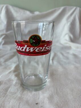 Budweiser Clear Glass with Red and Green Logo